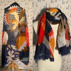 BeckSondergaard wool abstract floral shawl scarf